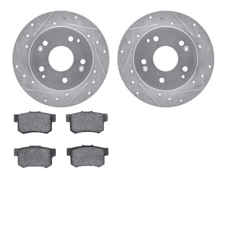 DYNAMIC FRICTION CO 7502-59027, Rotors-Drilled and Slotted-Silver with 5000 Advanced Brake Pads, Zinc Coated 7502-59027